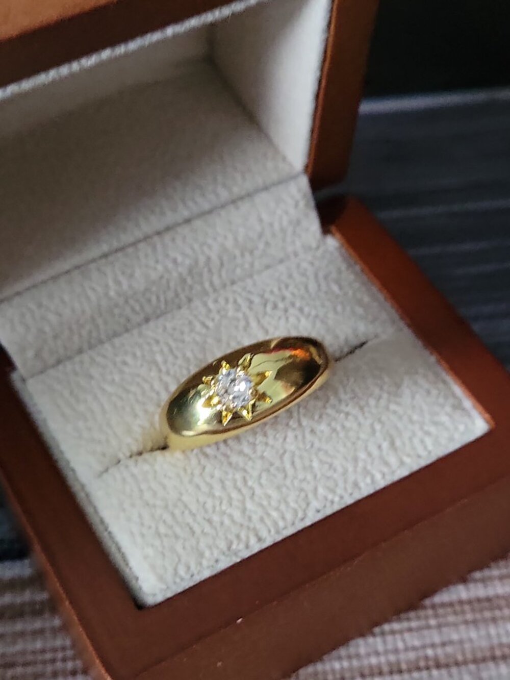 Gold Starburst Adjustable Ring PVD Gold Coated Statement Band - Picture 6 of 6